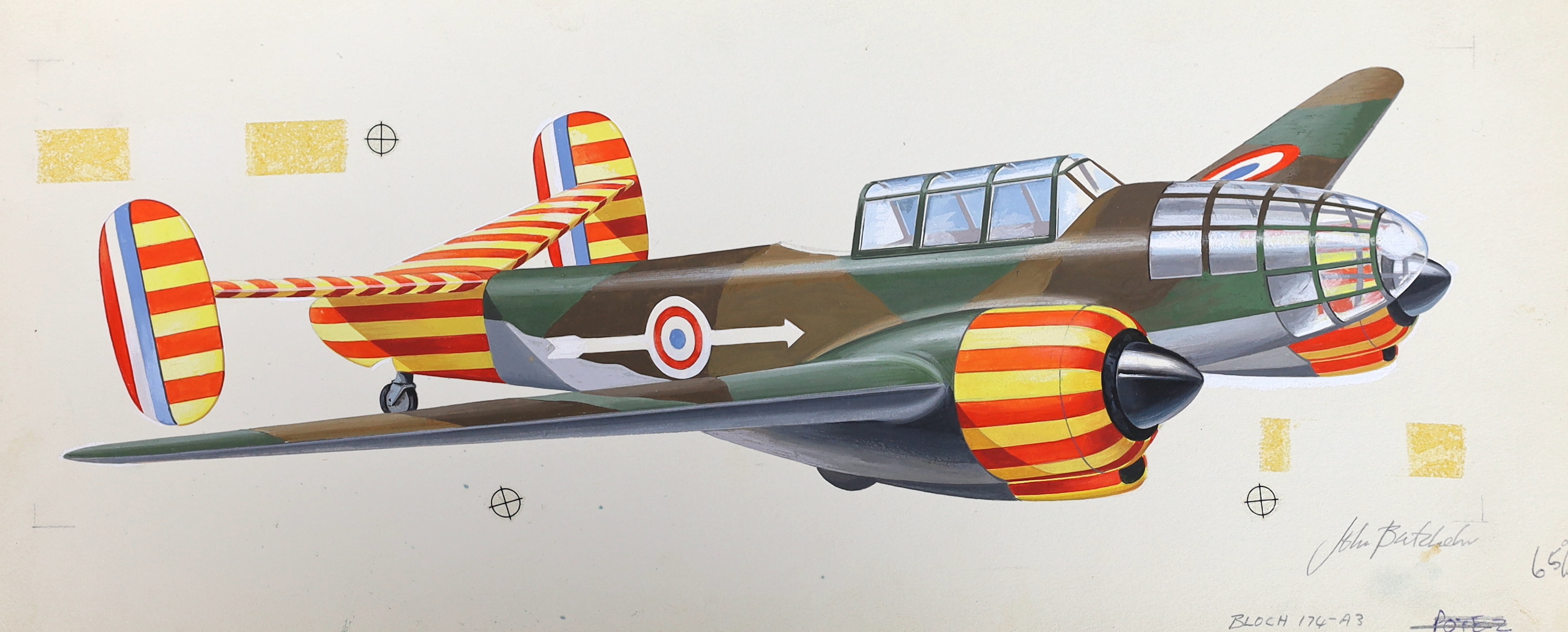 John Henry Batchelor MBE (1936-2019), Military aviation subjects, watercolours (7), largest 40 x 54cm, unframed, Please note this lot attracts an additional import tax of 5% on the hammer price